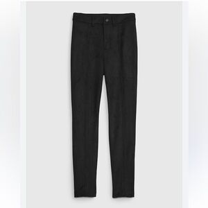 GAP Vegan Suede Skinny Pants Black Mid Rise Slim Leg Size 2 Pull-On Work Career